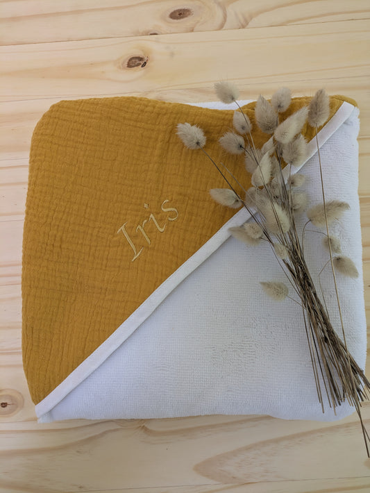 Cape de bain bébé “Soleil” unie, personnalisable