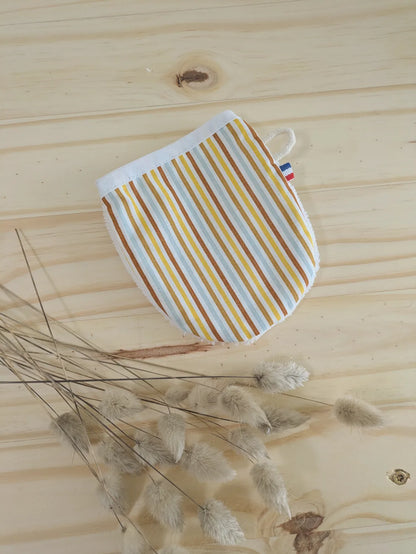 Gant de toilette apprentissage Rayure Jaune, personnalisable