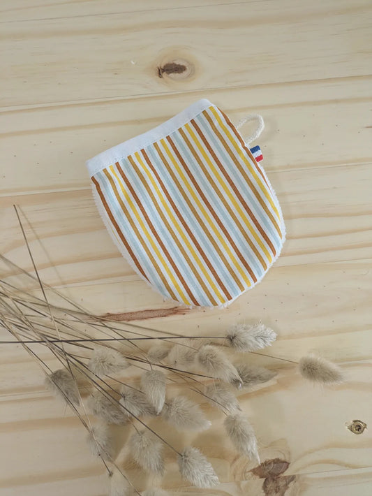 Gant de toilette apprentissage Rayure Jaune, personnalisable