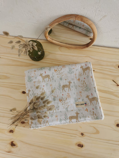 Couverture Bébé forêt sherpa Oeko-tex - Cadeau de Naissance