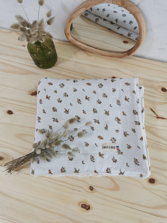 Couverture Bébé soleil sherpa Oeko-tex - Cadeau de Naissance
