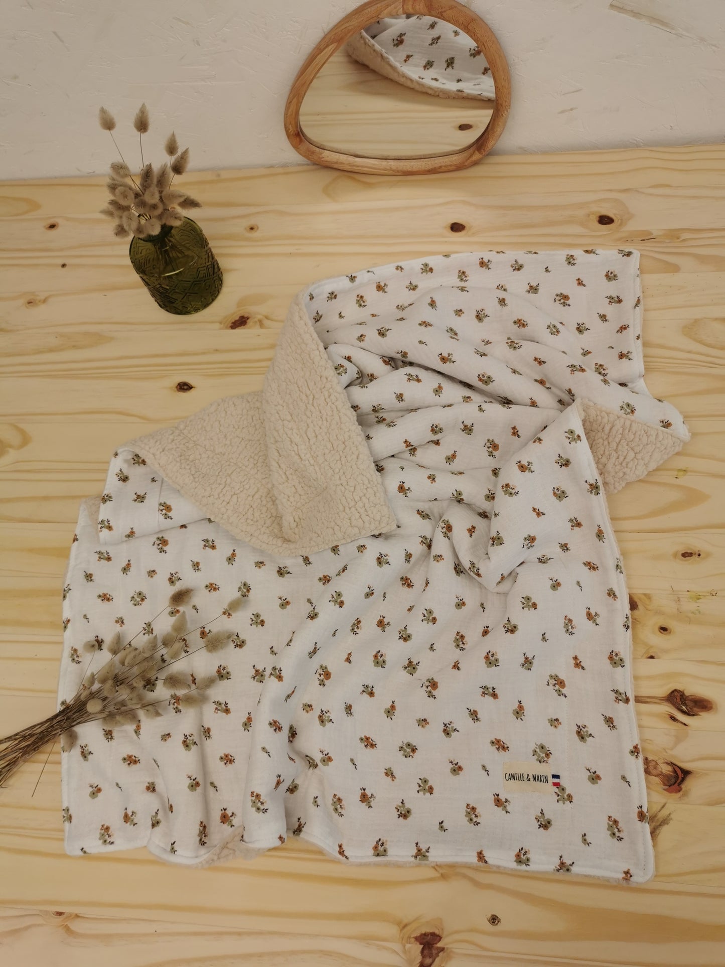 Couverture Bébé soleil sherpa Oeko-tex - Cadeau de Naissance