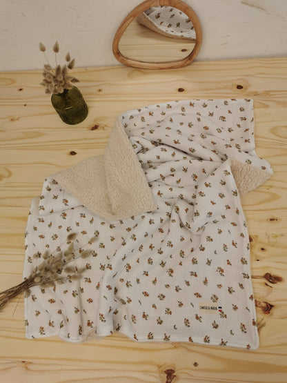 Couverture Bébé soleil sherpa Oeko-tex - Cadeau de Naissance