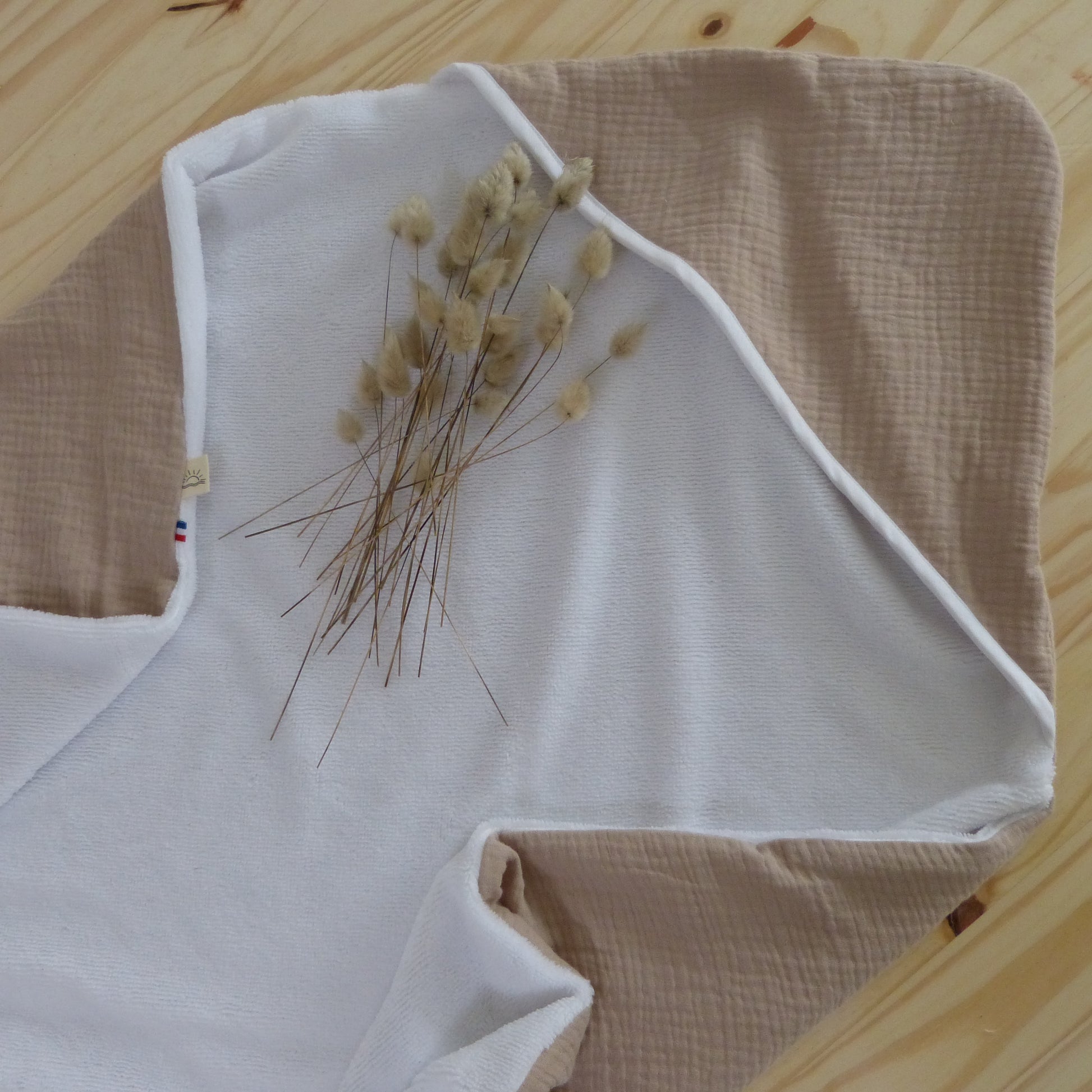 sortie de bain mixte beige bambou