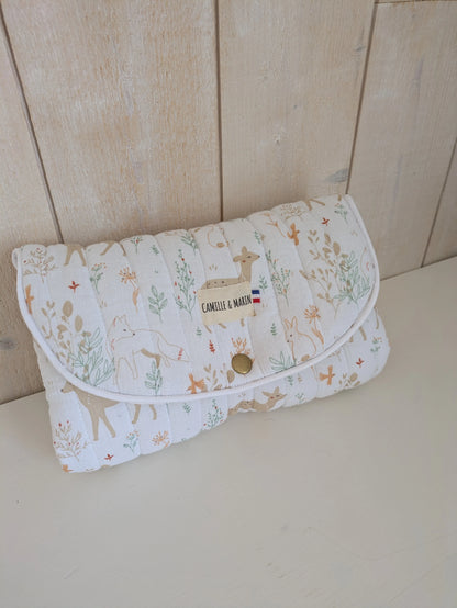tapis à langer voyage motif faon renard lapin forêt
