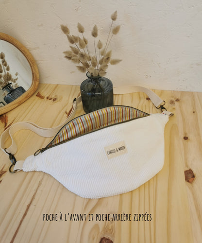 Intérieur coton du sac banane – modèle rayures jaunes