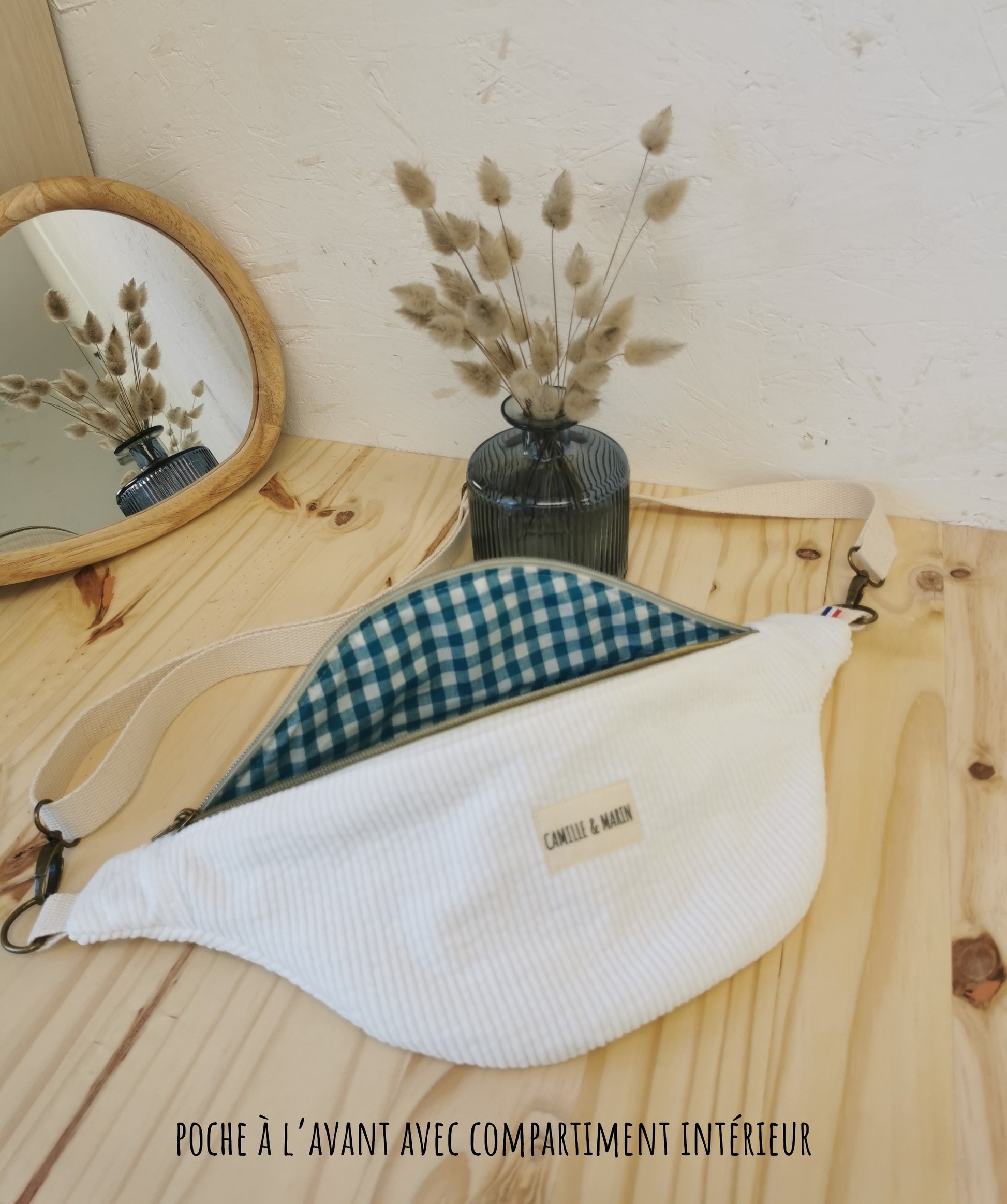 Intérieur coton du sac banane – modèle vichy