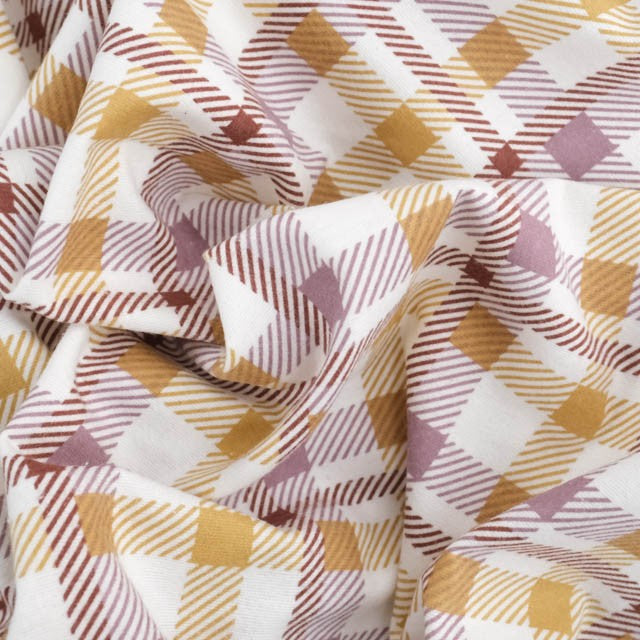Flanelle à motif carreaux violet et jaune